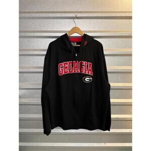 Vintage University of Georgia Bulldogs Black Zip-Up Hoodie XXL